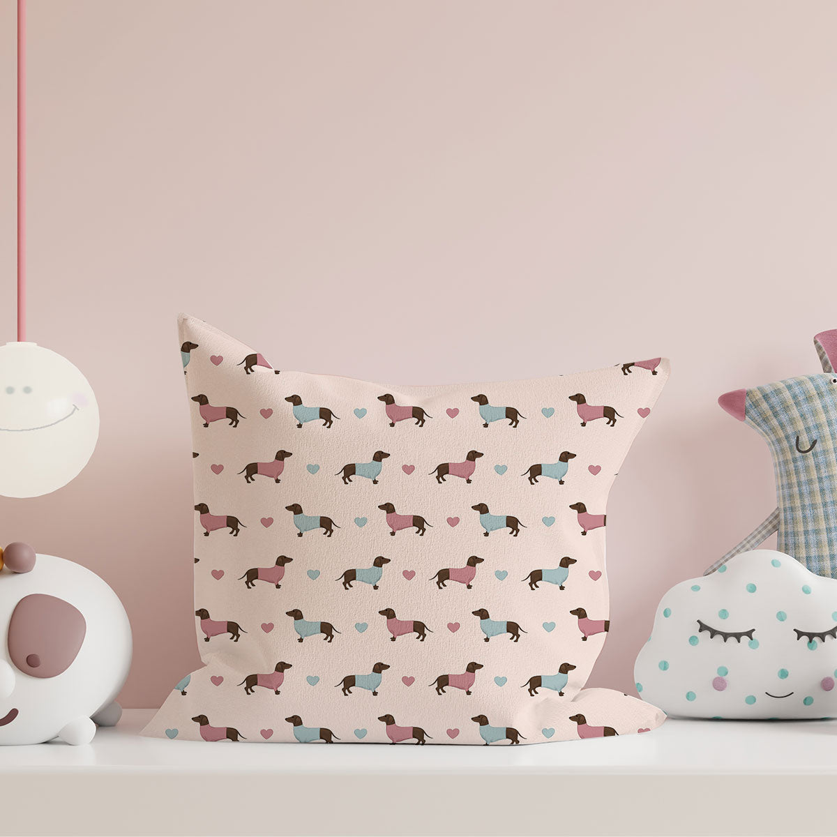 Dachshunds and Hearts Cushion