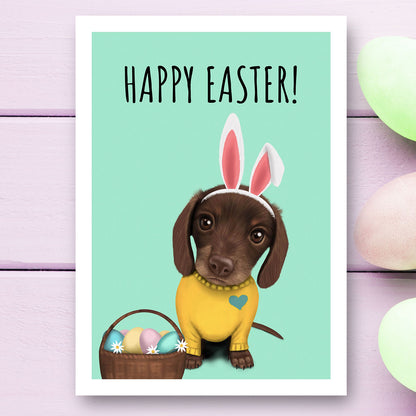 Dachshund Pup Happy Easter Card