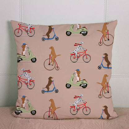 Dogs On Bikes Pattern Cushion