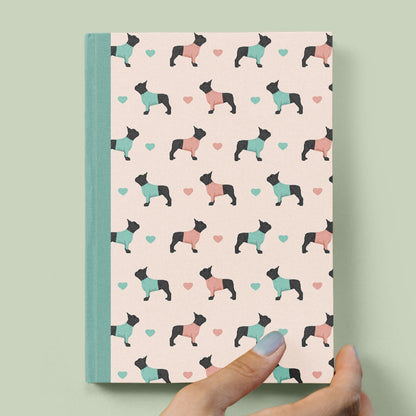 French Bulldogs and Hearts Hardcover Journal