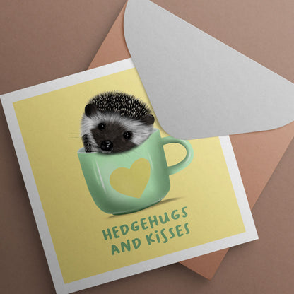 Hedgehog in a Heart Mug Card
