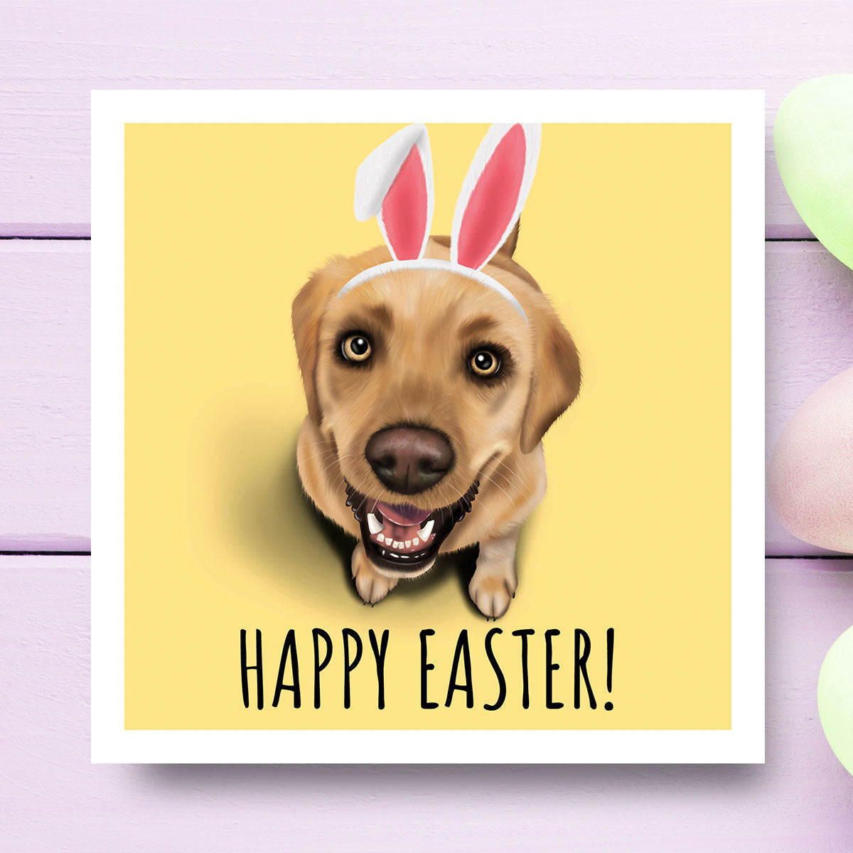 Yellow Labrador Happy Easter Card
