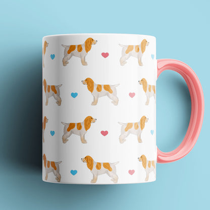 Lemon Roan Cocker Spaniel and Hearts Patterned Mug