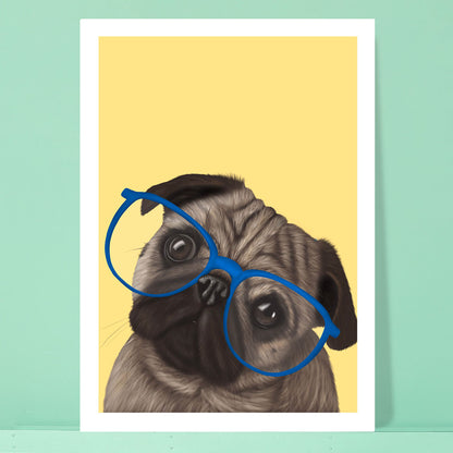 Pug in Glasses Card