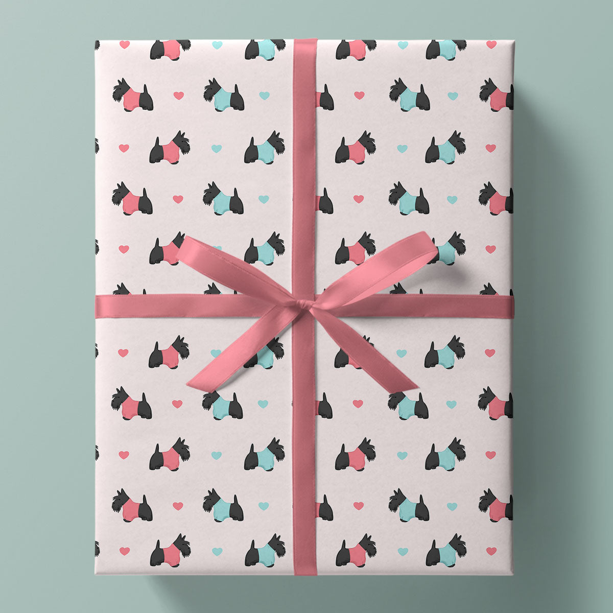 Scottish Terriers and Hearts Wrapping Paper