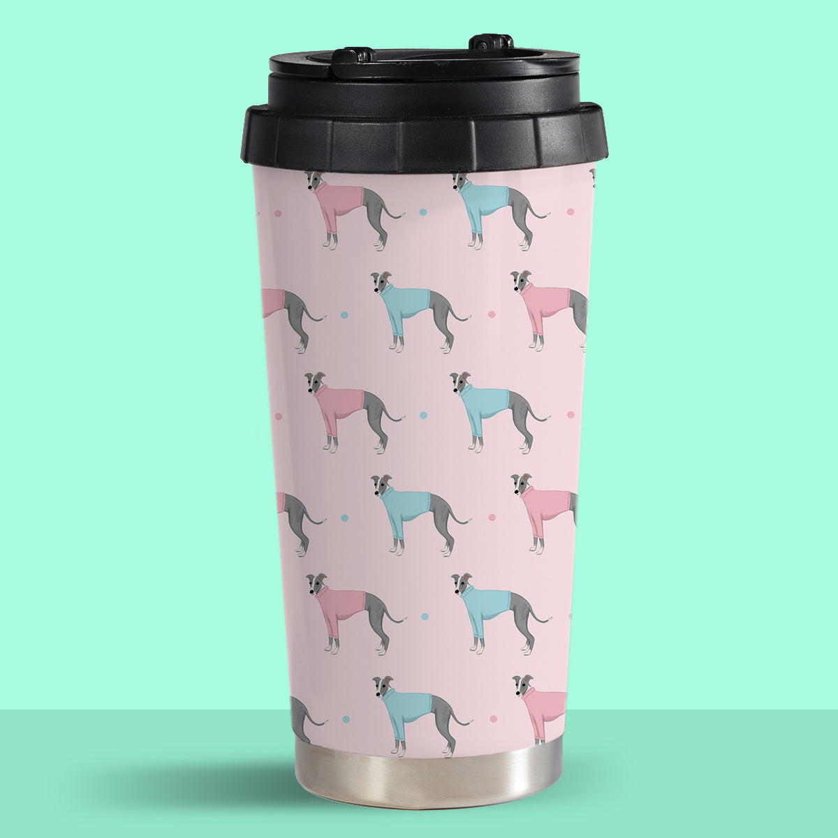 Whippets in Jumpers Travel Mug