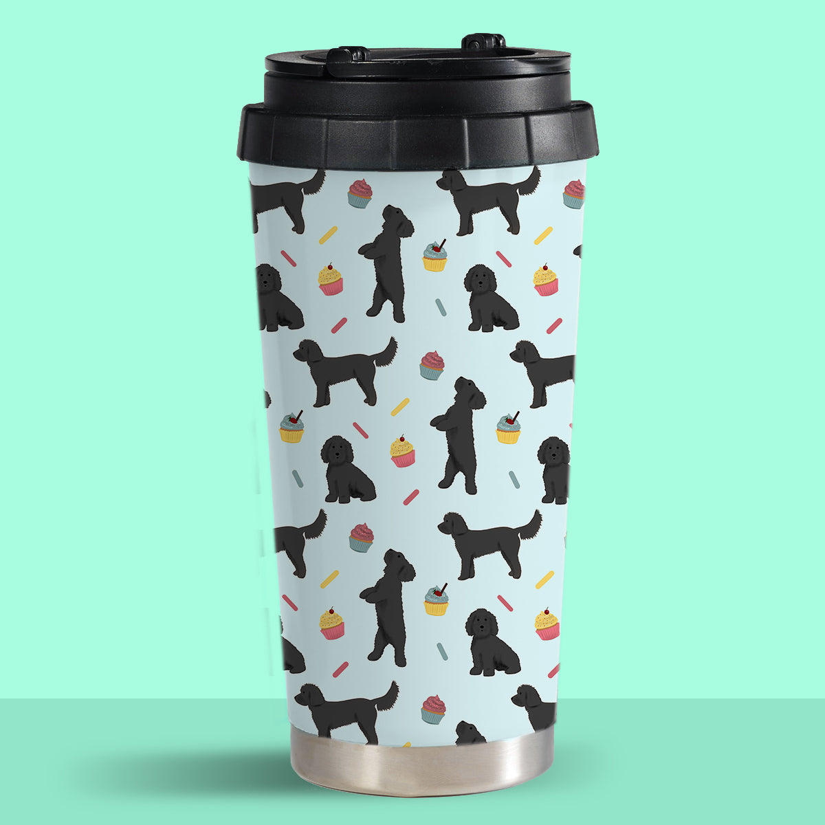 Black Cockapoos and Cupcakes Travel Mug