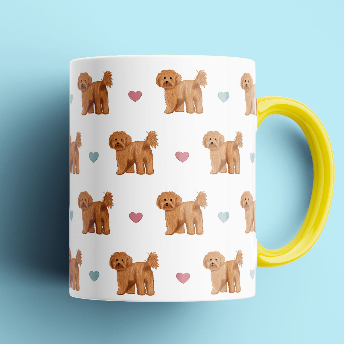 Cavapoos and Hearts Patterned Mug