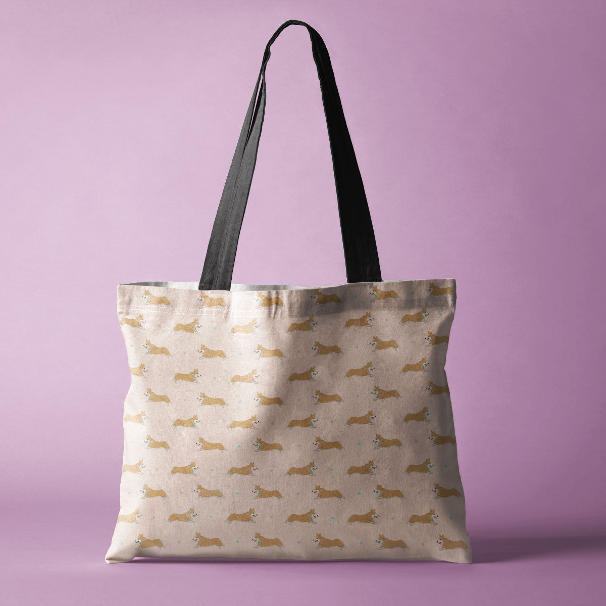 Corgi Pattern Canvas Tote Bag