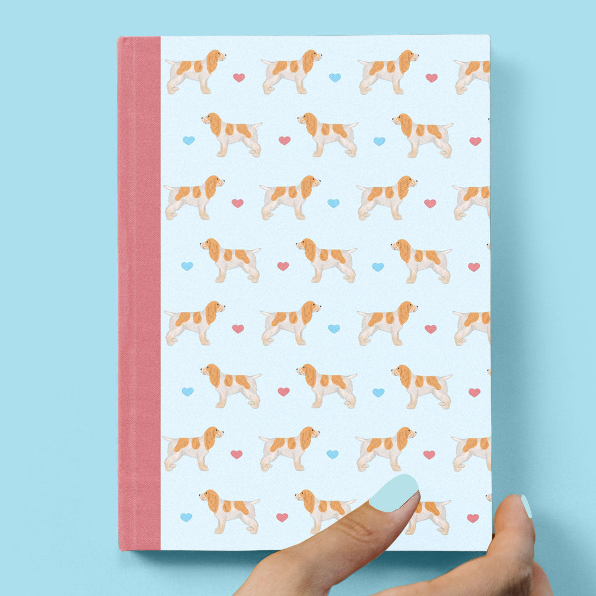 Yellow Roan Cocker Spaniel and Hearts Hardback Journal